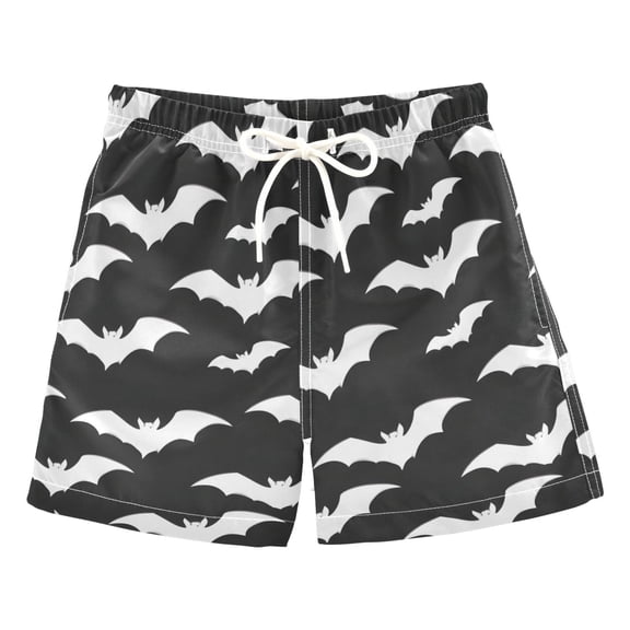 Bat Pattern Swim Trunks Quick Dry Beach Pool Board Shorts Lightweight Stylish Print Sizes 2T to XL