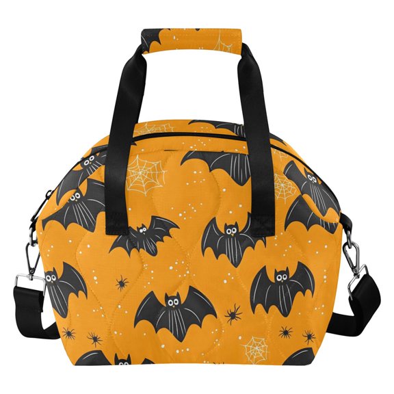 Bat Pattern Women Lunch Bag Quilted Insulated Water Resistant Tote for Work and Picnic