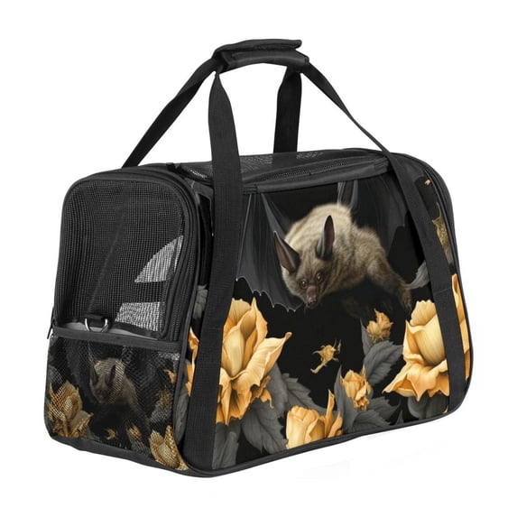 Bat Premium 900D Oxford Fabric Cat Carrier - Spacious 17x10x11.8 in Pet Bag - Sherpa Base & Nylon Webbing - Comfortable & Durable Design - Ideal for Travel - Easy to Clean & Store