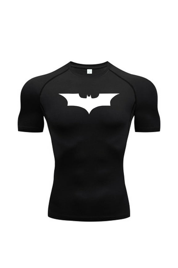 Bat Printed Men's Tight T-Shirt Running Compression Compression T Shirt Gym Fitness Jogging Short Sleeve Male Casual Shirt Tops