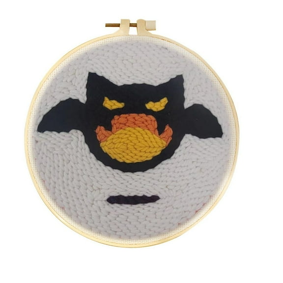 Bat Punch Needle Kits Adults Beginner, Handcraft DIY Craft Hoop Kit with Instructions Home Decor