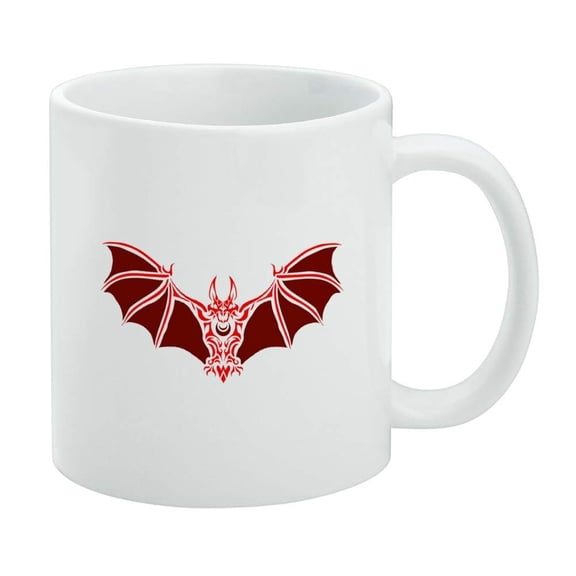 Bat Red Tribal White Mug