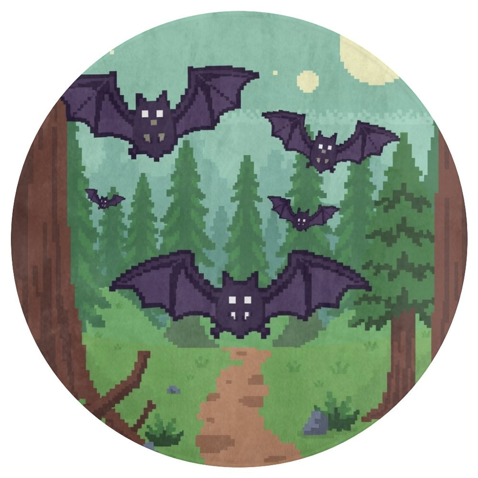 Bat Round Area Rug Floor Carpets Washable Indoor Floor Area Mat Stain ...