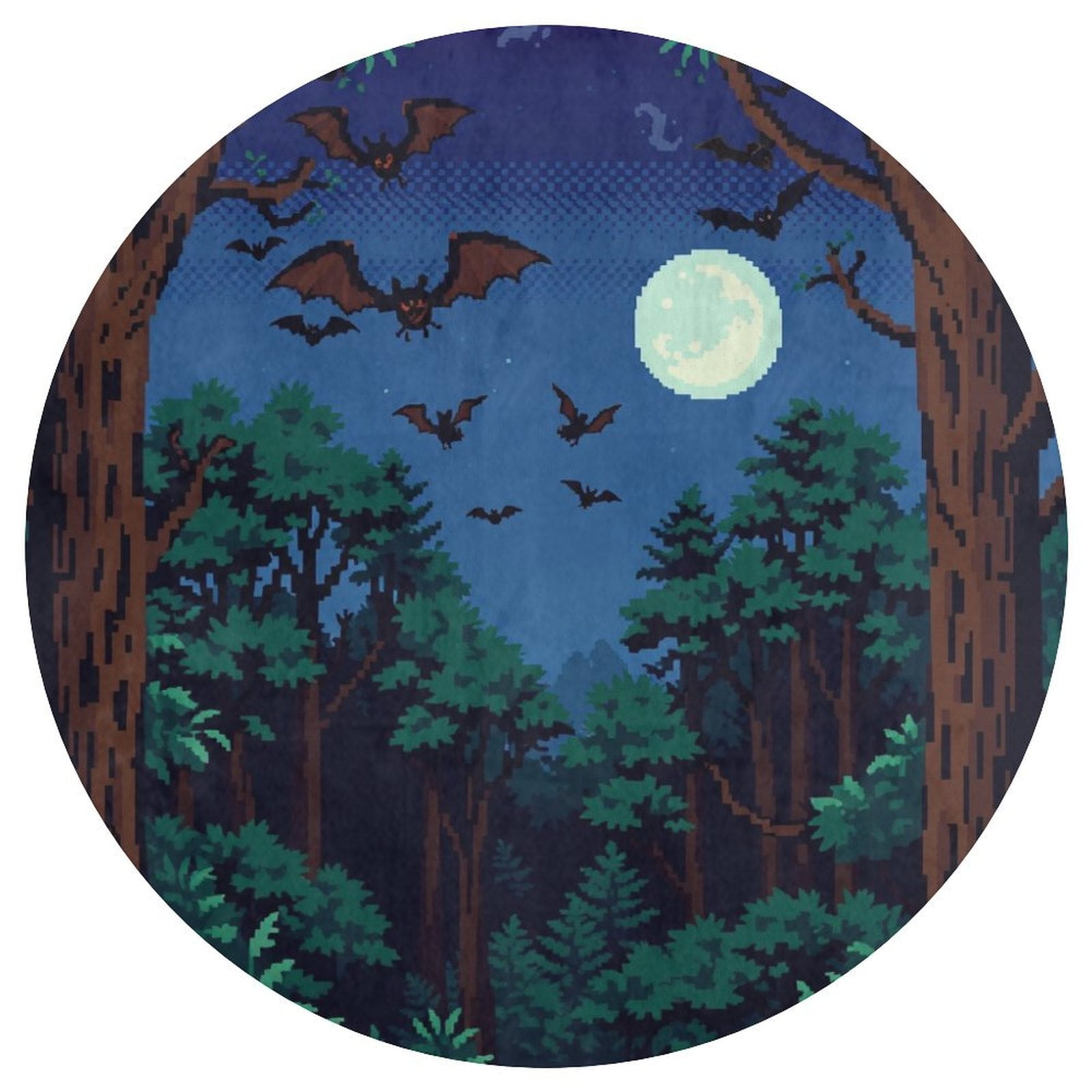 Bat Round Area Rug Floor Carpets Washable Indoor Floor Area Mat Stain ...