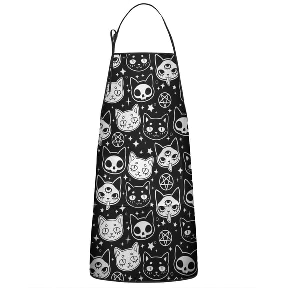 Bat Silhouette Halloween Pattern Apron-Garden Aprons for Women with Pockets-Cotton Linen Waterproof Kitchen Cooking Gardening Aprons Adjustable for Kitchen,Cooking,BBQ and Salon 33"x27"
