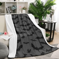 Bat Silhouette Halloween Pattern Blanket,Comfortable Soft Flannel Throw Blanket,All Season,Warm Lightweight Blankets for Sofa Bed Couch Living Room Chair,50"x60"