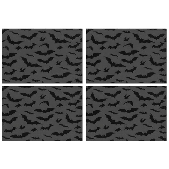 Bat Silhouette Halloween Pattern Summer Placemats Table Placemats Set Of 4-Linen Kitchen Washable Placemats Table Mats 11.8"x17.7" Non-Slip Heat Resistant