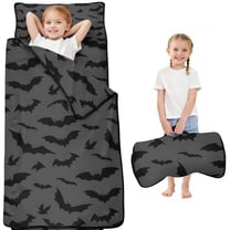 Bat Silhouette Halloween Pattern Toddler Nap Mats for Kids Preschool,50"x20" Sleeping Mat Bag or Kids,Toddler Sleeping Bag,Toddler Nap Mat or Daycare