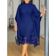 thumbnail image 1 of Sequin Fringe Batwing Women's Elegant Loose Dress  Sleeve  Cocktail Party Pleated Plus Size Dress, 1 of 8