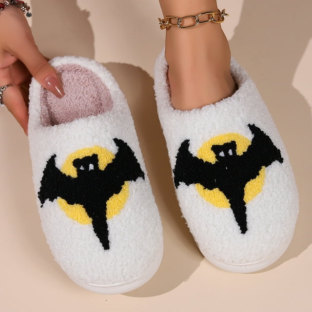Bat Smiley Face Slippers Holiday Slipper House Shoes Home Slipper for