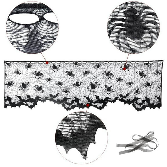 Bat Spider Netting Cover, Halloween Living Room Kitchen Window/Door/Lamp Shade Covers