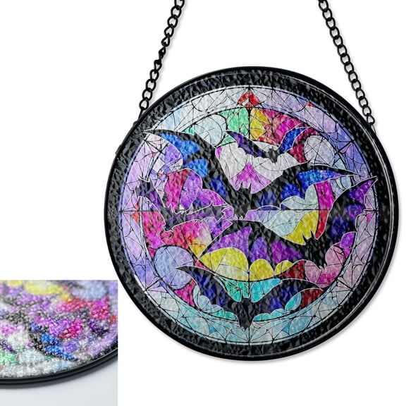 Bat Stained Glass Suncatcher, Spooky Indoor Window Hanging Decor