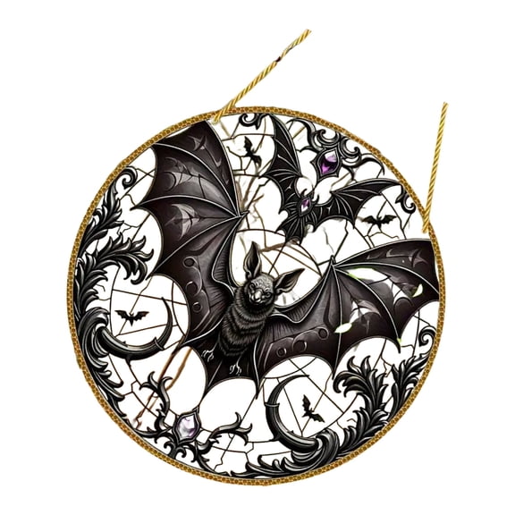 Bat Stained Glass Suncatchers Window Decorations,Halloween Bat Glass Ornament for Window,Home,Kitchens