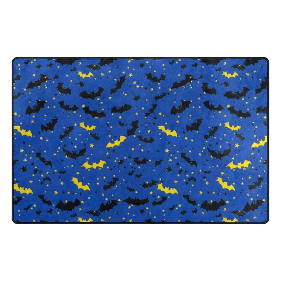 Bat Star Night Memory Foam Area Rug 31"x20" Non Slip, Absorbent, Fade Proof for Living Room, Bedroom, Office