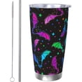thumbnail image 1 of Bat Star Tumbler 20oz Halloween Stainless Steel Insulated Tumblers with Lid and Straw Animal Travel Coffee Mug Wine Tea Cups Water Bottle Holiday Gifts for Women, 1 of 6