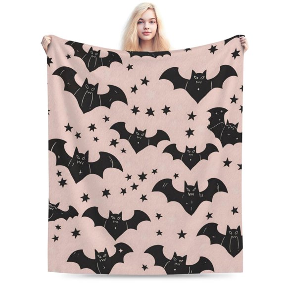 Bat & Stars Blanket Soft Warm Fuzzy Lightweight 50x40