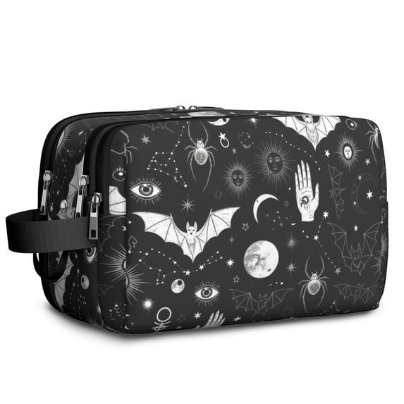 Bat and Sun Gothic Pattern Travel Toiletry Bag, Travel Wash Pouch with ...
