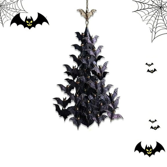 Bat Swarm Tree Ornament,Gothic Halloween Bat Swarm Hanging Decorations, Flying Bat Ornaments for Christmas Tree, Halloween Hanging Decor for Party or Home