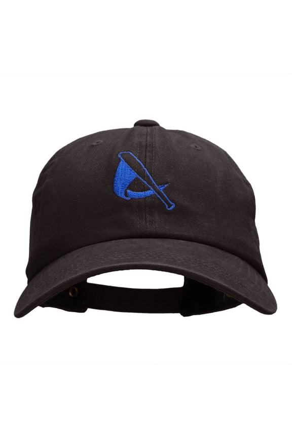 Bat Swing Logo Embroidered Unstructured Cotton Twill Cap - Black OSFM