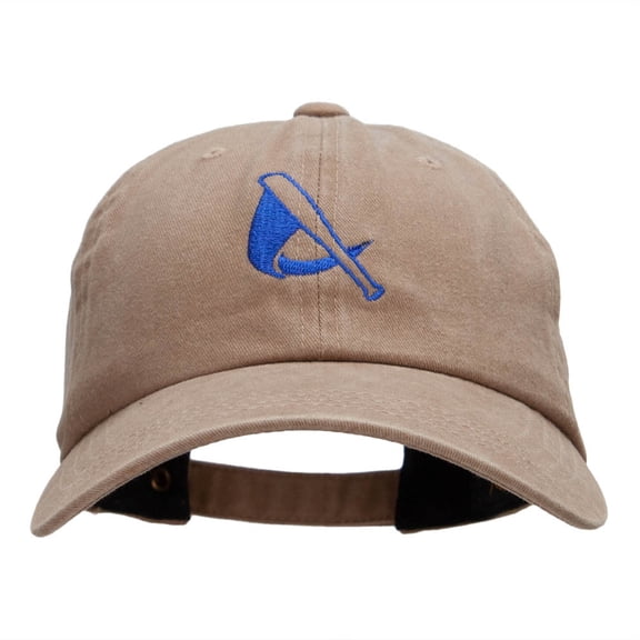 Bat Swing Logo Embroidered Unstructured Cotton Twill Cap - Khaki OSFM