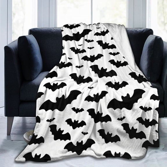 Bat Throw Blanket, Soft Cozy Flannel Blanket, Halloween Home Decor for Bedroom Couch Sofa, Office and Travel 50x40