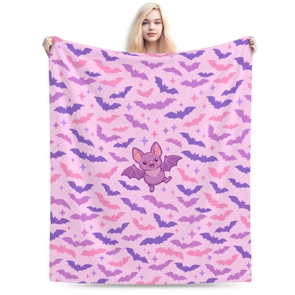 Bat Throw Blanket, Soft Cozy Flannel Blanket, Halloween Home Decor for Bedroom Couch Sofa, Office and Travel 50x40