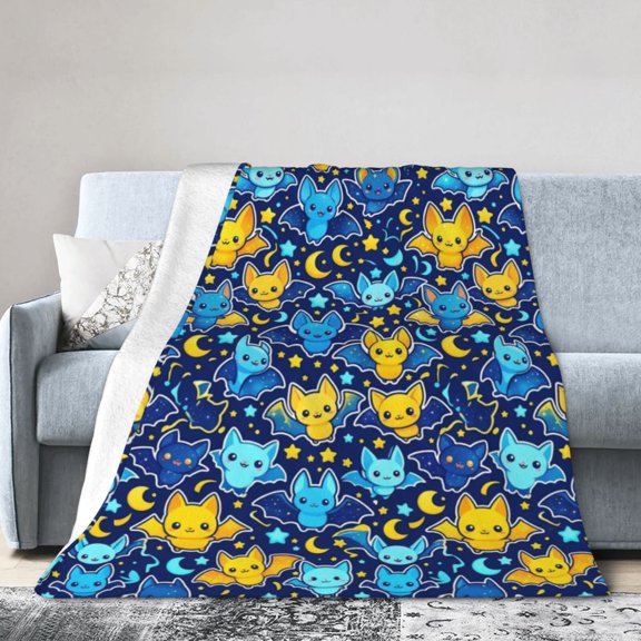 Bat Throw Blanket, Soft Cozy Flannel Blanket, Halloween Home Decor for Bedroom Couch Sofa, Office and Travel 50x40