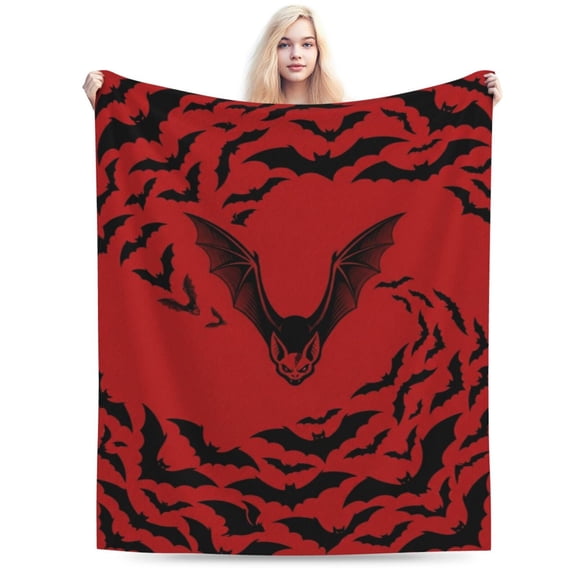 Bat Throw Blanket, Soft Cozy Flannel Blanket, Halloween Home Decor for Bedroom Couch Sofa, Office and Travel 50x40