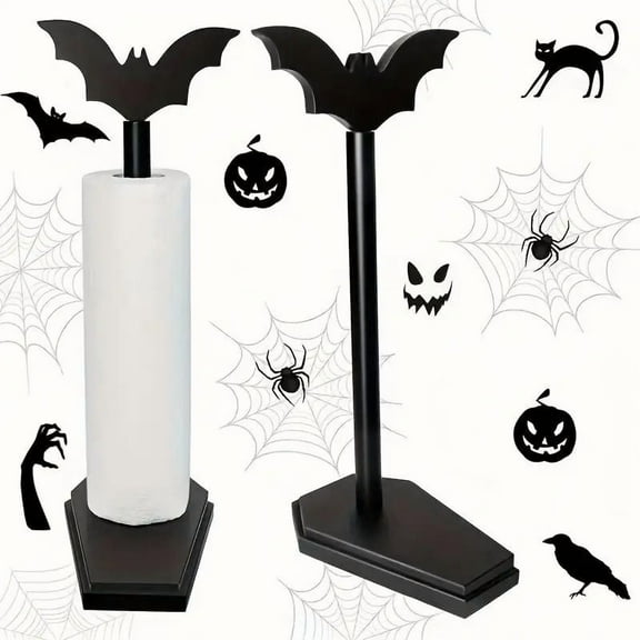 Bat Tissue Holder Gothic Home Decor for Kitchen Bathroom Office Desk Nightstand Tabletop Centerpiece with Metal Construction Easy Load Paper Roll Dispenser Dark Academia Aesthetic Room Decor