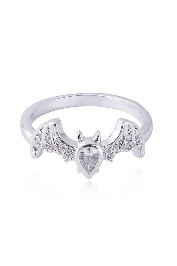 Bat Unisex Ring With Copper Inlay And Zircon Electroplated