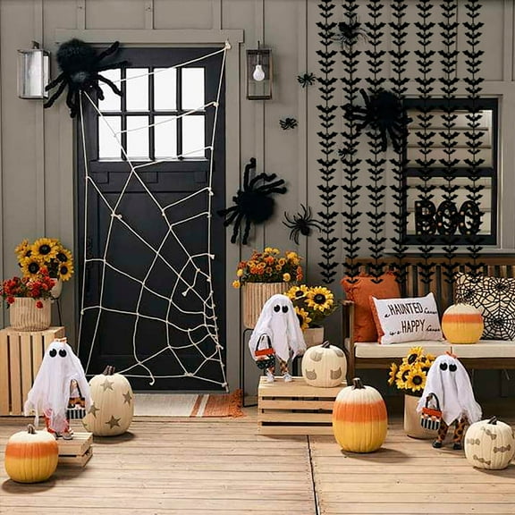 Bat Wing Fringe Curtains - Shimmering Halloween Backdrop with Black, Orange & Purple Streamers for Party Decor, Photo Booths & Spooky Events
