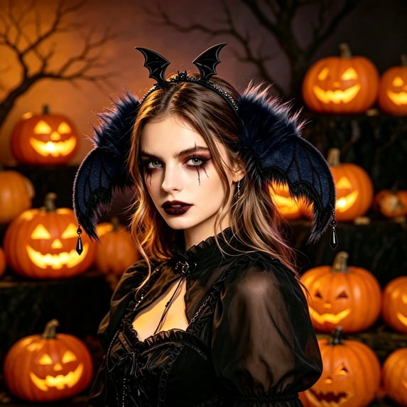 Bat Wing Plush Headband with Pendant, Decorative Hair Band for Halloween, Themed Party, Photo Shooting Hair Accessory