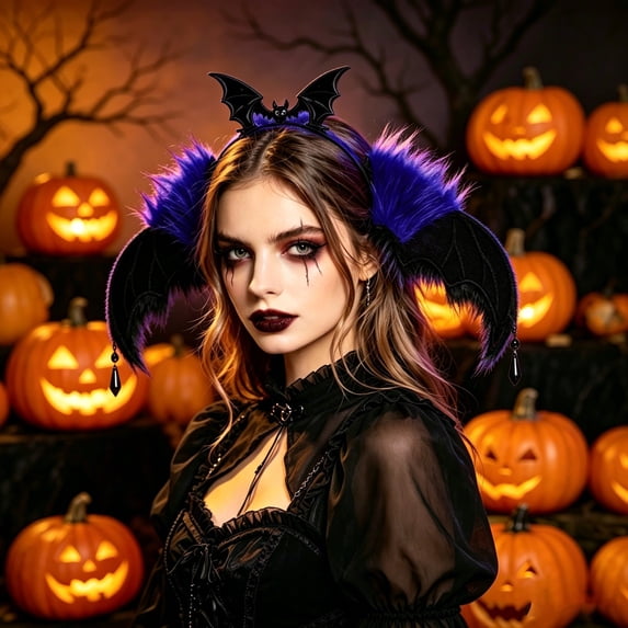 Bat Wing Plush Headband with Pendant, Decorative Hair Band for Halloween, Themed Party, Photo Shooting Hair Accessory