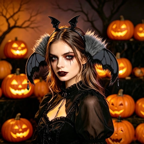Bat Wing Plush Headband with Pendant, Decorative Hair Band for Halloween, Themed Party, Photo Shooting Hair Accessory
