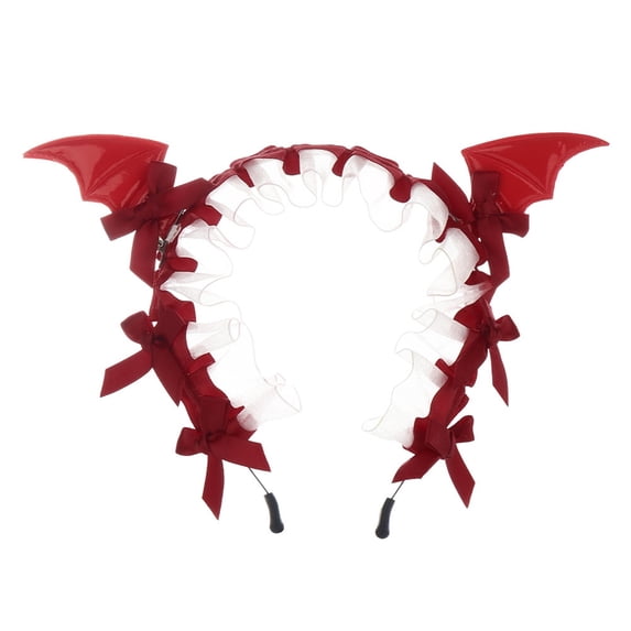 Bat Wing Ruffle Mesh Headband, Decorative Bow‑Accented Hair Band for Halloween, Themed Party, Photo Shoot Hair Accessory