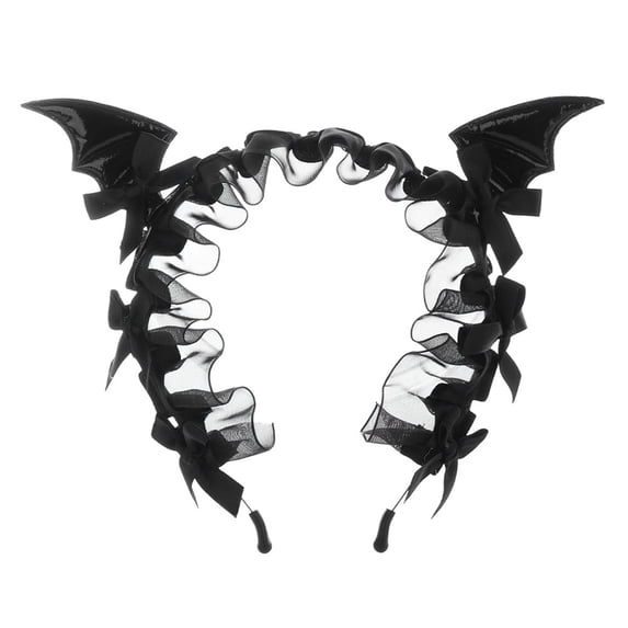 Bat Wing Ruffle Mesh Headband, Decorative Bow‑Accented Hair Band for Halloween, Themed Party, Photo Shoot Hair Accessory