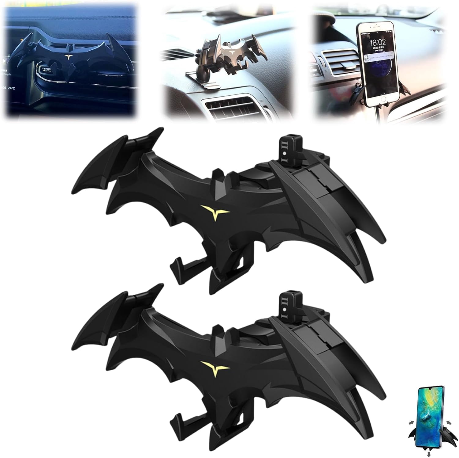 Bat Wings Car Phone Holder, Bat Phone Holder for Car, Car Vent Dark Bat ...