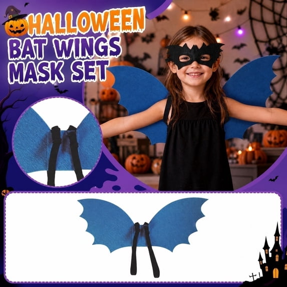 Bat Wings Halloween Non-woven Blue 1 Pack Costume Accessory for Halloween Themed Parties Cosplay Dress Up Pretend Play Trick or Treat Events Children Holiday Fancy Dress Prop