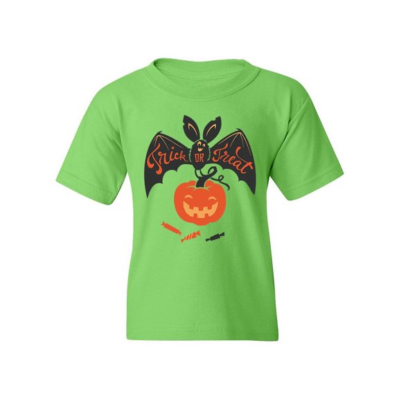 Bat With Pumpkin T-Shirt Juniors -Image by Shutterstock, Medium
