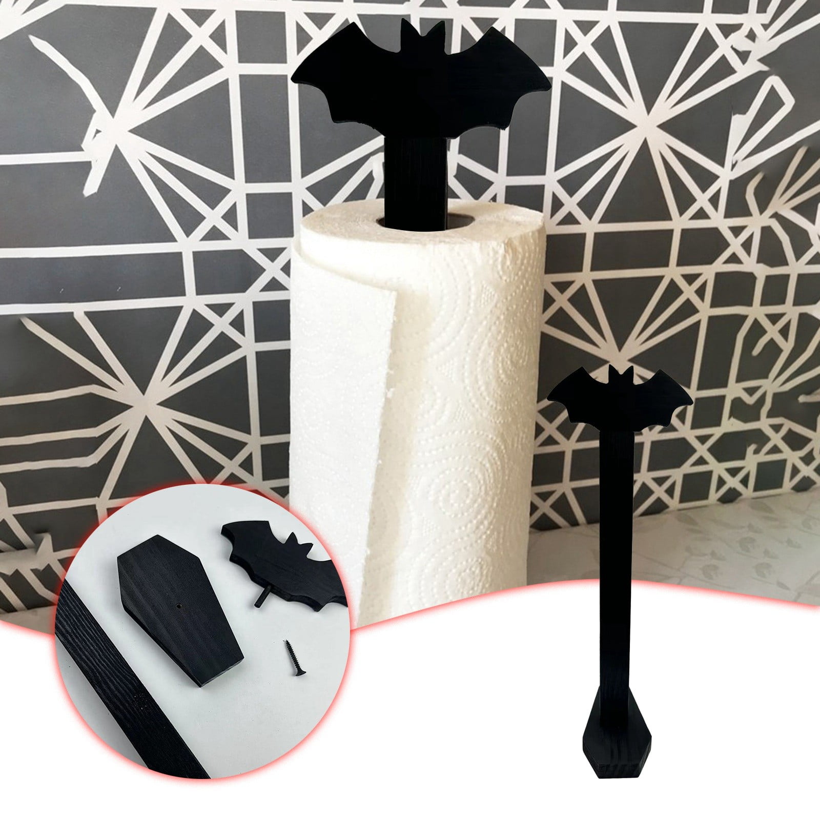 Bat Wooden Roll Paper Towel Holder Convenient Roll Paper Holder Table