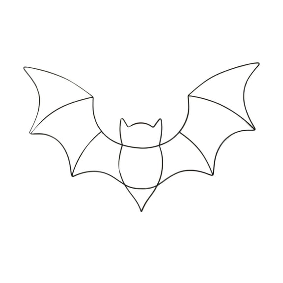 Bat Wreath Form Metal Base Wire Frame for DIY Halloween Fall Decor, Sturdy Craft Ring for Floral Arrangement, Gothic Front Door Wall Seasonal Decoration