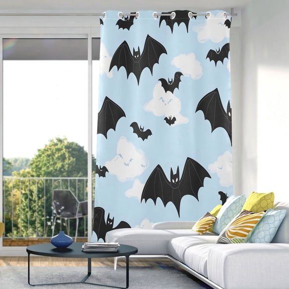Bat and Cloud Blackout Curtains 84"x42" Thermal Insulated Curtain 1 Panel