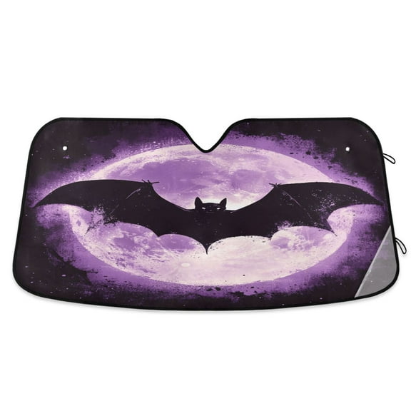 Bat and Moon Car Windshield Sun Shade Foldable Car Front Window Visor Heat and UV Protection 53x23.5