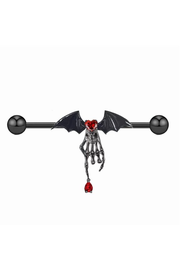 Bat skull hand nose ring, navel ring, heart-shaped fashion ear bone piercing set accessories