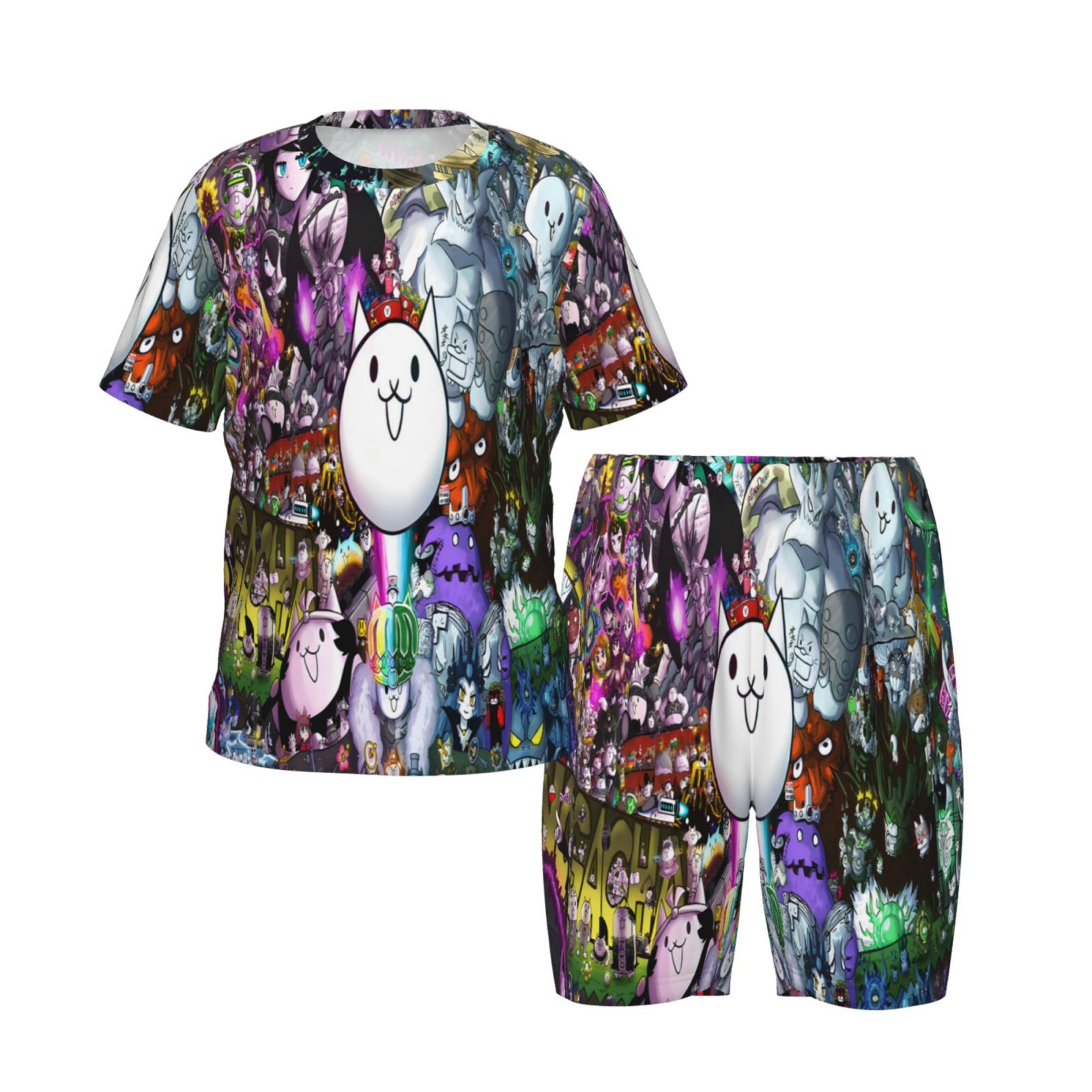 Bat-tle Cats Pajamas Set Summer Cartoon Printed Short Set Kid Sleepwear ...