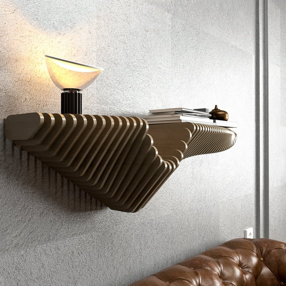 Batamex Parametric 48" Floating Shelf Modern Geometric Wooden Wavy Wall Decor