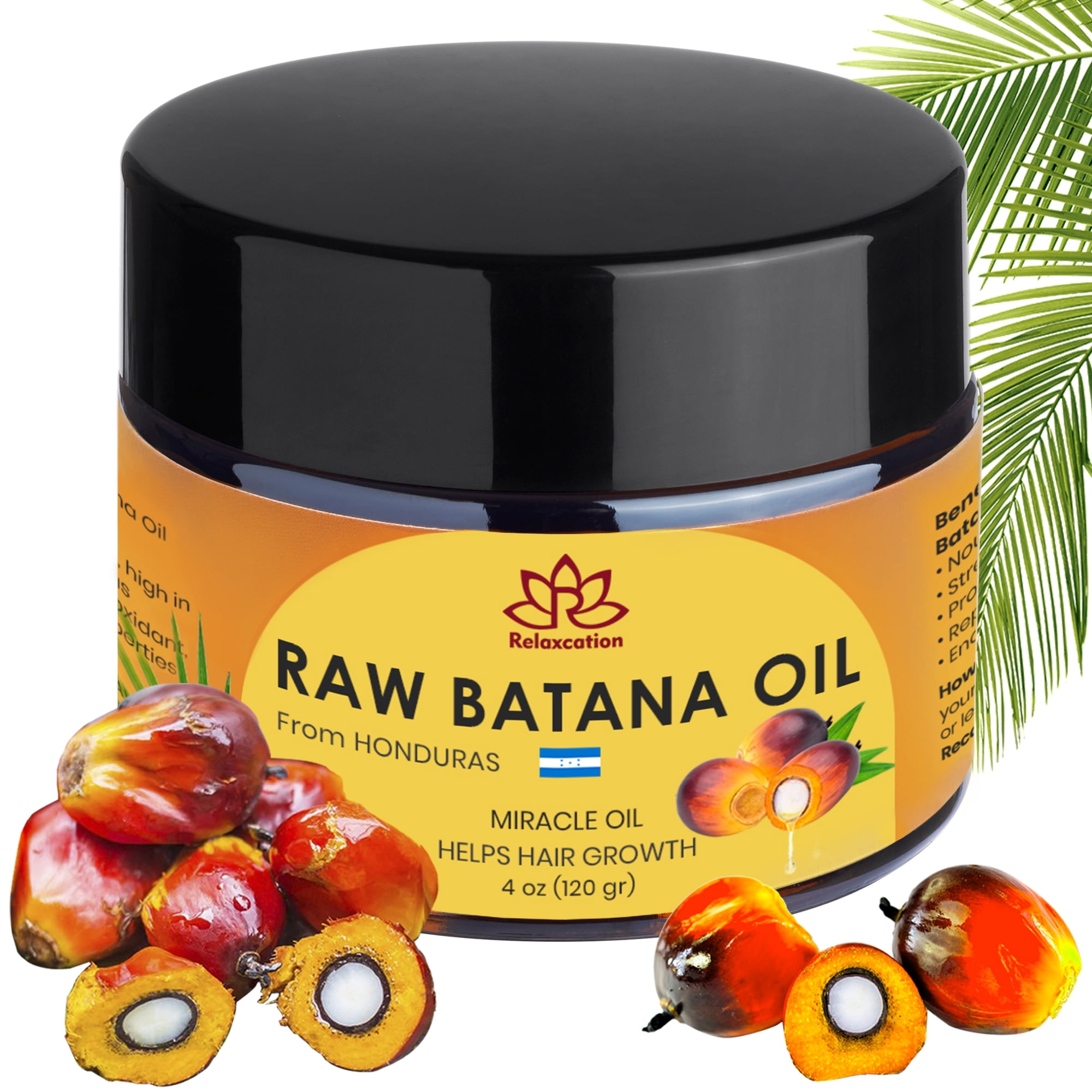 Batana Oil from Honduras - 100% Pure Raw Batana Oil - for Hair Growth, 100% Natural, Pure, Prevent Hair Loss and Enhances Hair Thickness in Men & Women (4 oz)