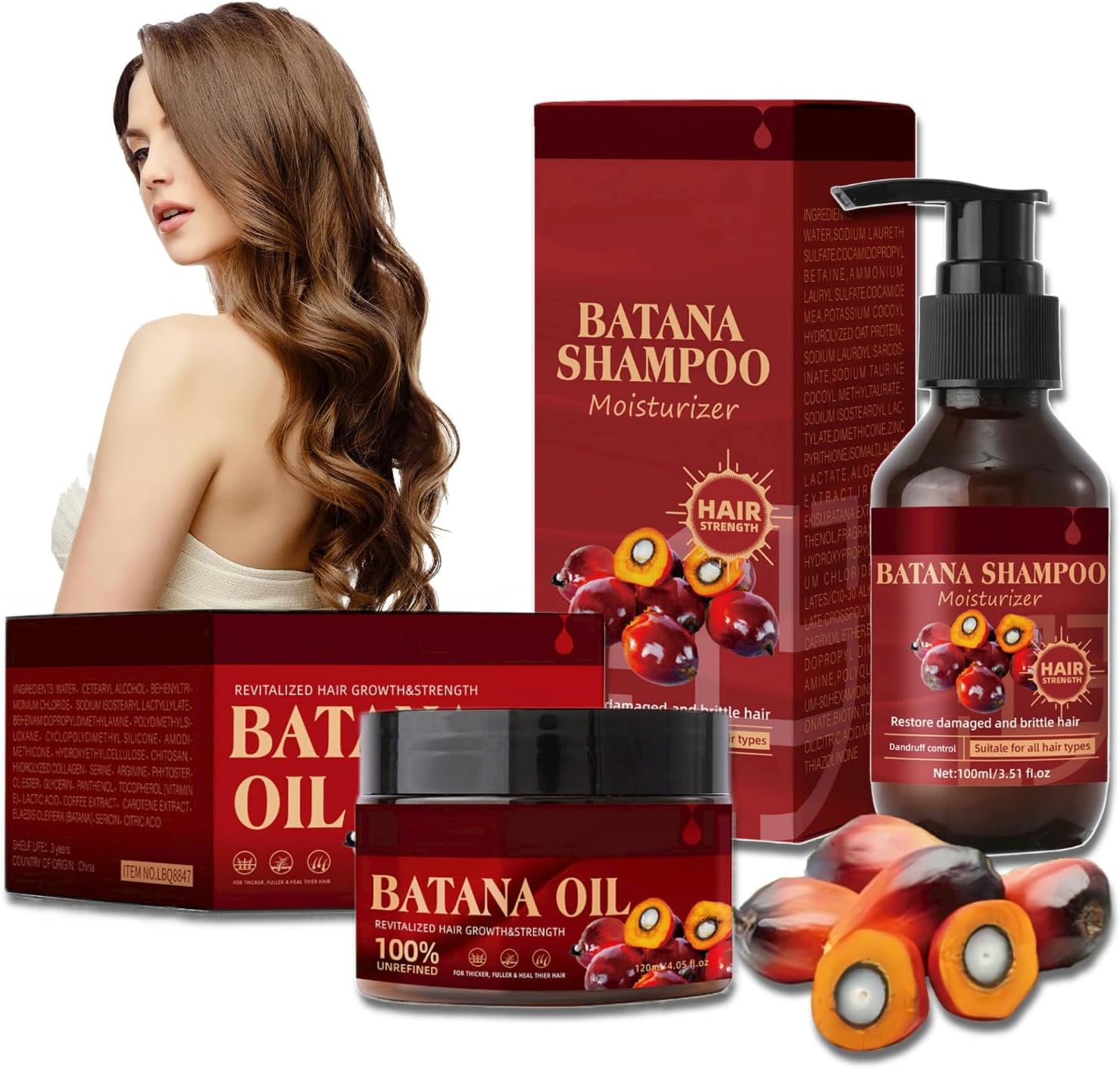 Batana Oil Shampoo and Conditioner Set, Scalp Care Shampoo