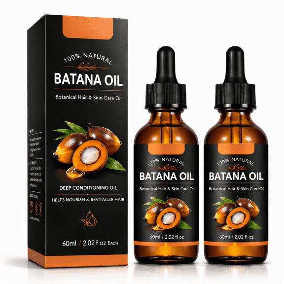 Natural Batana Oil for Hair Care, Honduras Origin, Moisturizing & Conditioning Hair Oil for All Hair Types, 2.02 fl oz, 2 Pack