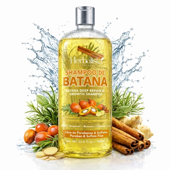 Batana Shampoo 33.8 fl oz (1 Liter) with Real Batana, Rosemary & Cinnamon, Strengthening & Shine Shampoo All Hair Types.